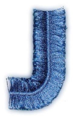 Embroidery Design: Fringe Block Letter J1.38" x 2.54"