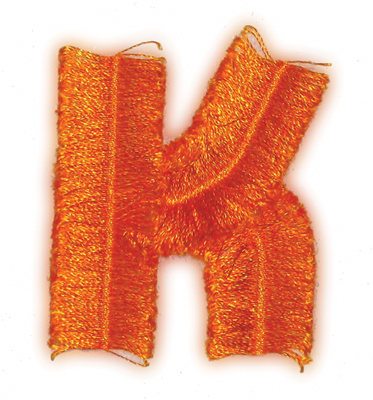 Embroidery Design: Fringe Block Letter K2.03" x 2.37"