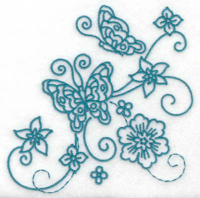Embroidery Design: Butterflies and flowers large 4.95w X 4.88h