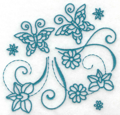 Embroidery Design: Butterflies and flowers 7 large 4.96w X 4.74h