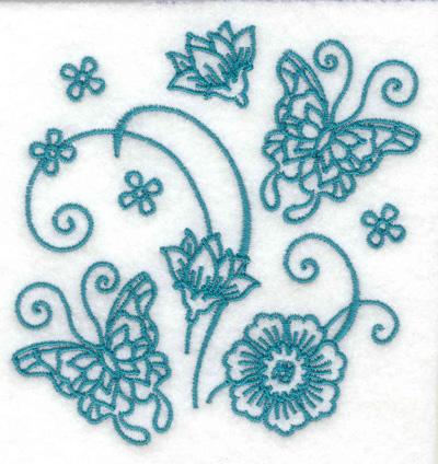 Embroidery Design: Butterflies with flowers and lillies 3.62w X 3.74h