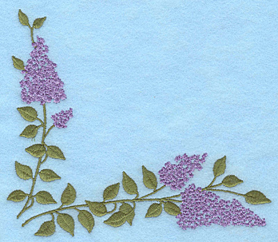 Embroidery Design: Lilac blooms corner 5.78"w X 5.00"h