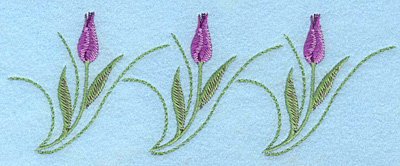 Embroidery Design: Tulip Trio mauve 7.00"w X 2.55"h