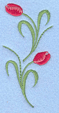 Embroidery Design: Tulips rose colored double 1.78"w X 3.72"h