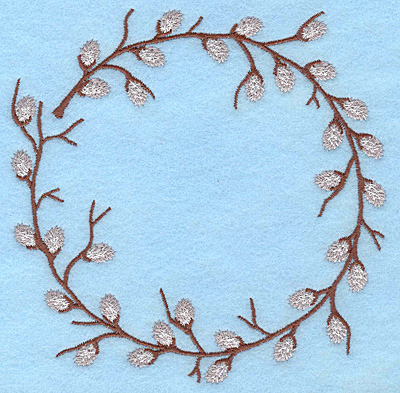 Embroidery Design: Pussy Willow circle 5.00"w X 5.00"h