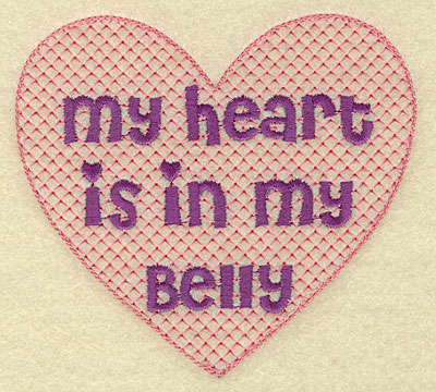 Embroidery Design: Heart in belly large  5.00w X 4.54h