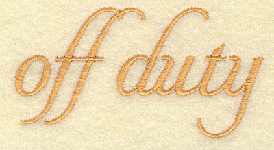 Embroidery Design: Off duty 3.46w X 1.83h