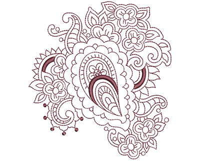 Embroidery Design: Beautiful Paisley 4 Lg 4.47w X 4.93h