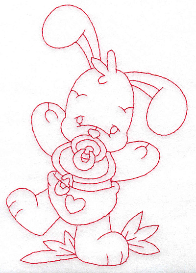 Embroidery Design: Bunny with pacifier large 3.97w X 5.67h