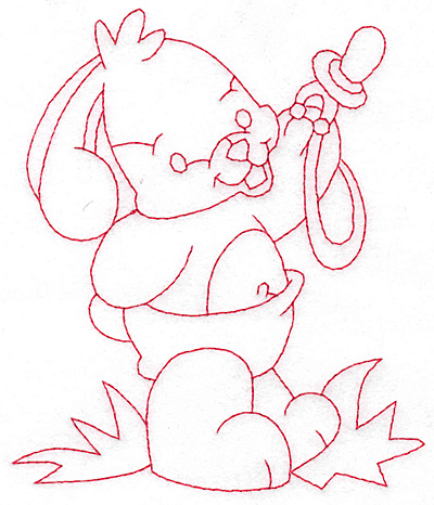 Embroidery Design: Bunny sharing pacifier large 4.40w X 5.23h