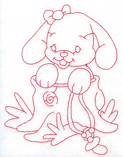Embroidery Design: Bunny in tree trunk large 4.05w X 5.31h