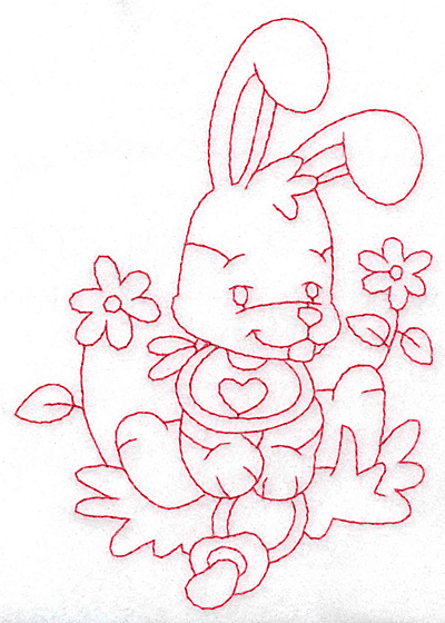 Embroidery Design: Bunny amid flowers large  3.97w X 5.70h