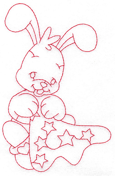 Embroidery Design: Bunny with blankie large 3.62w X 5.69h