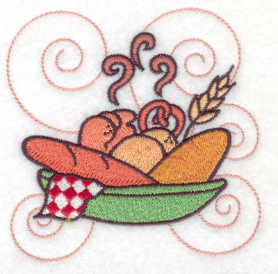 Embroidery Design: Bread in a bowl small 3.88w X 3.88h
