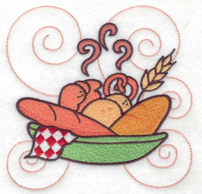 Embroidery Design: Bread in a bowl large 4.99w X 4.99h