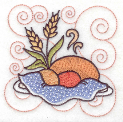 Embroidery Design: Bread rolls and wheat small 3.88w X 3.87h