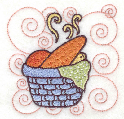 Embroidery Design: Basket full of bread small 3.87w X 3.89h