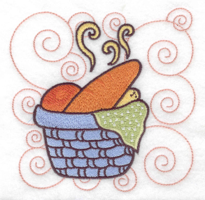 Embroidery Design: Basket full of bread large 4.95w X 4.98h