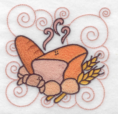 Embroidery Design: Bread buns and croissant small 3.89w X 3.89h