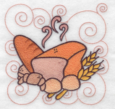 Embroidery Design: Bread buns and croissant large 4.98w X 4.98h