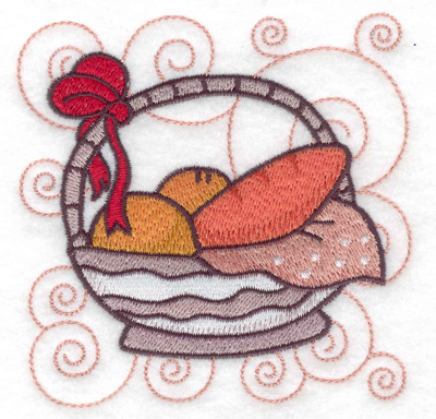 Embroidery Design: Basket bow and bread small 3.85w X 3.87h