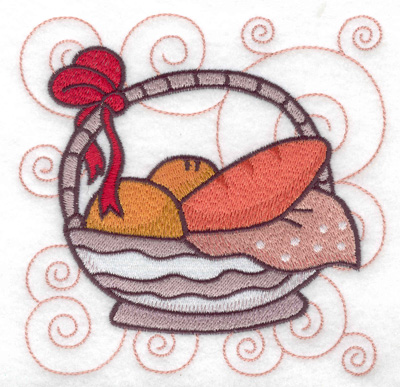 Embroidery Design: Basket bow and bread large 4.96w X 4.98h