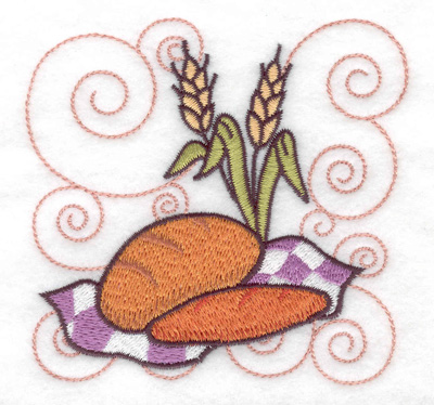 Embroidery Design: Two loaves of bread small 3.88w X 3.75h