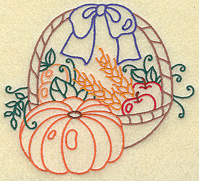 Embroidery Design: Fruit basket with pumpkin large 4.94w X 4.54h