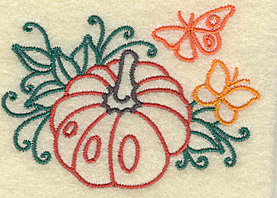 Embroidery Design: Pumpkin and butterfly 3.26w X 2.36h