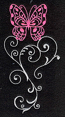 Embroidery Design: Butterfly Swirl D large 2.53w X 4.96h