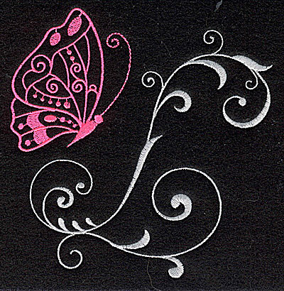 Embroidery Design: Butterfly Swirl H large 4.82w X 4.98h