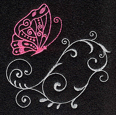 Embroidery Design: Butterfly Swirl L 3.37w X 3.41h