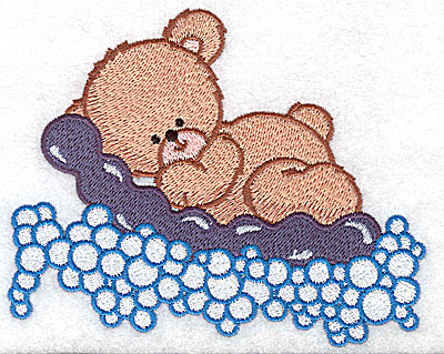 Embroidery Design: Baby bear on air mattress large 4.96w X 3.95h