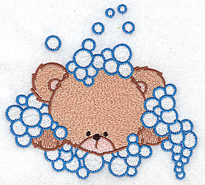Embroidery Design: Baby bear amidst bubbles large 4.71w X 4.33h