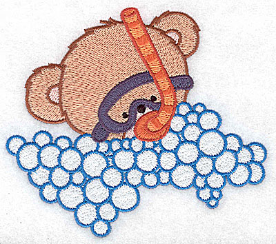 Embroidery Design: Baby bear in snorkel and mask large 4.88w X 4.32h