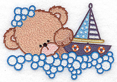 Embroidery Design: Baby bear with sailboat large 4.72w X 3.30h