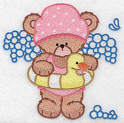 Embroidery Design: Baby bear with inflatable toy large 4.95w X 4.89h