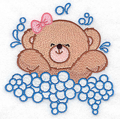 Embroidery Design: Baby bear splashing large 4.66w X 4.81h