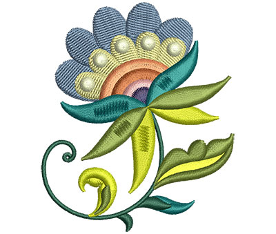 Embroidery Design: Big Jacobean Flower 2 2.52w X 2.98h