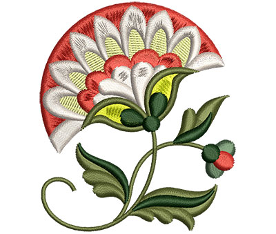 Embroidery Design: Big Jacobean Flower 4 2.60w X 3.05h