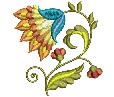 Embroidery Design: Big Jacobean Flower 7 2.85w X 3.01h