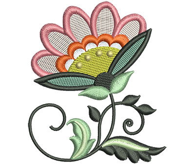 Embroidery Design: Big Jacobean Flower 9 2.57w X 3.01h