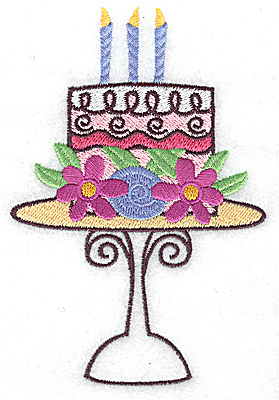 Embroidery Design: Cake with three candles large 3.29w X 4.93h