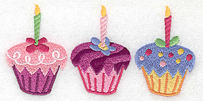 Embroidery Design: Cup cake trio large 4.98w X 2.44h