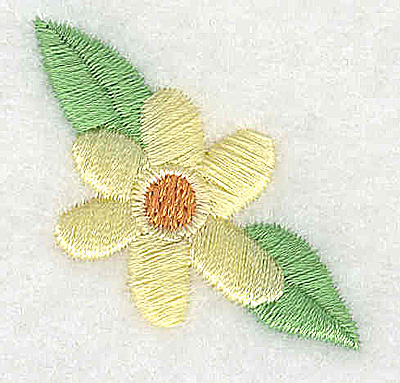 Embroidery Design: Flower with two leaves 1.34w X 1.38h