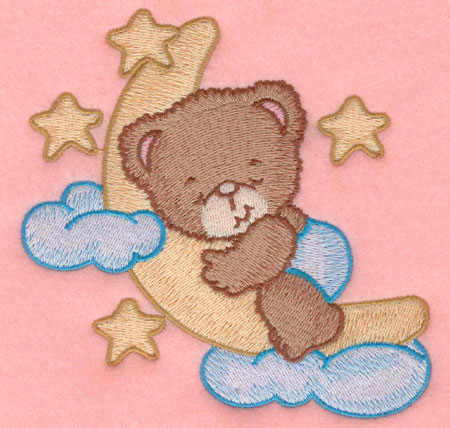 Embroidery Design: Baby bear moon and stars large4.89w X 5.00h