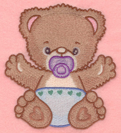 Embroidery Design: Baby bear with pacifier large4.50w X 5.00h