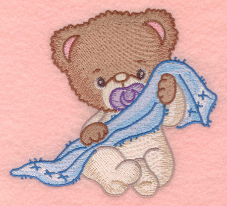Embroidery Design: Baby bear with blankie large5.00w X 4.62h
