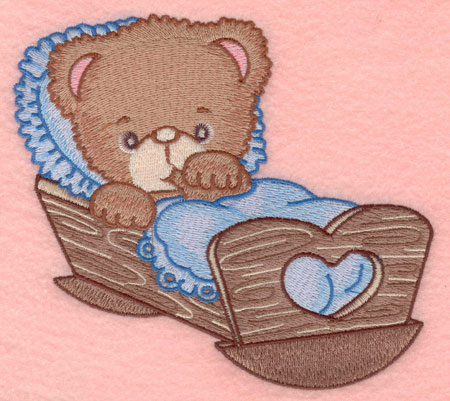 Embroidery Design: Baby bear in cradle large6.20w X 5.00h