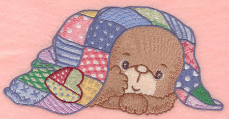 Embroidery Design: Baby bear under quilt7.00w X 3.54h